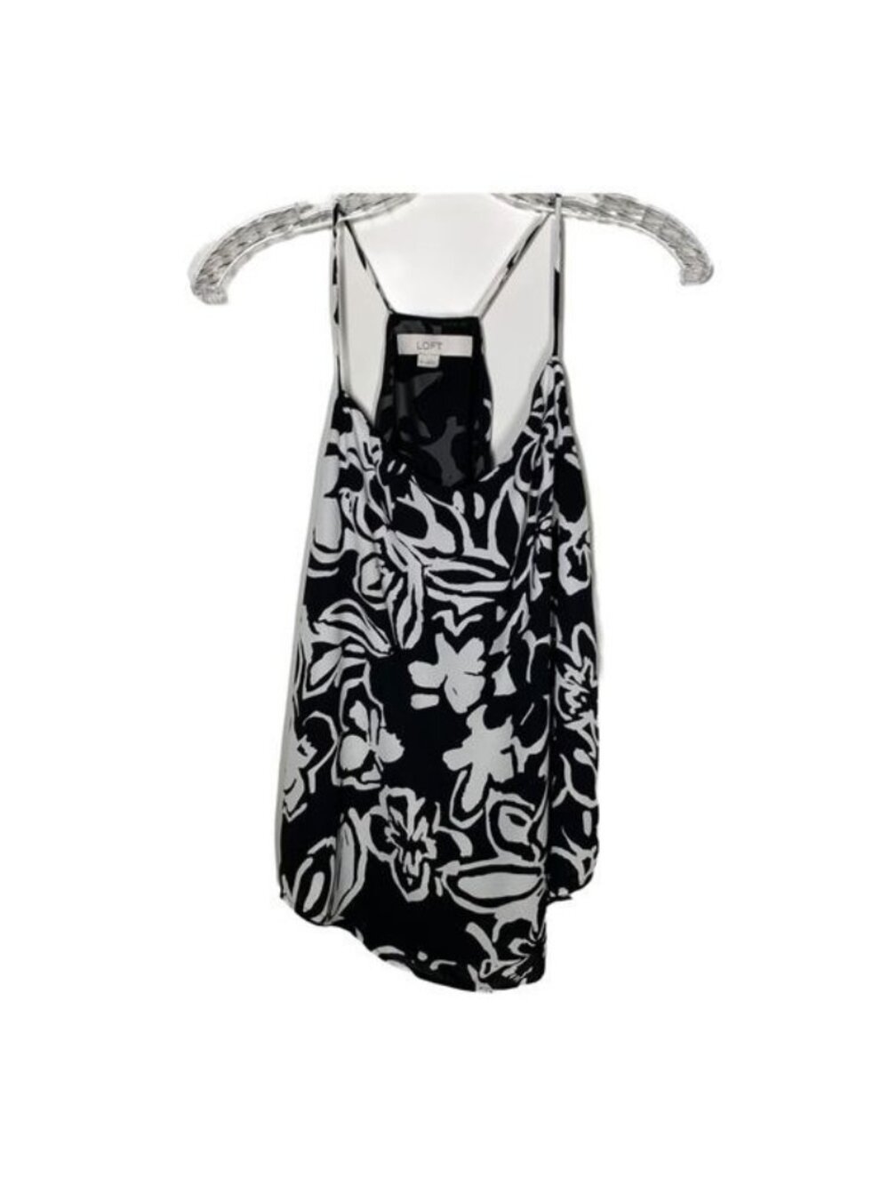 LOFT Women's XS Black White Floral Halter Blouse Sleeveless Top Casual
